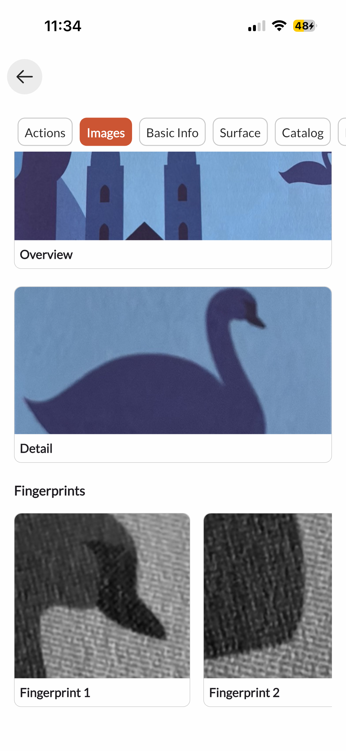 Scan history for an artwork's digital passport