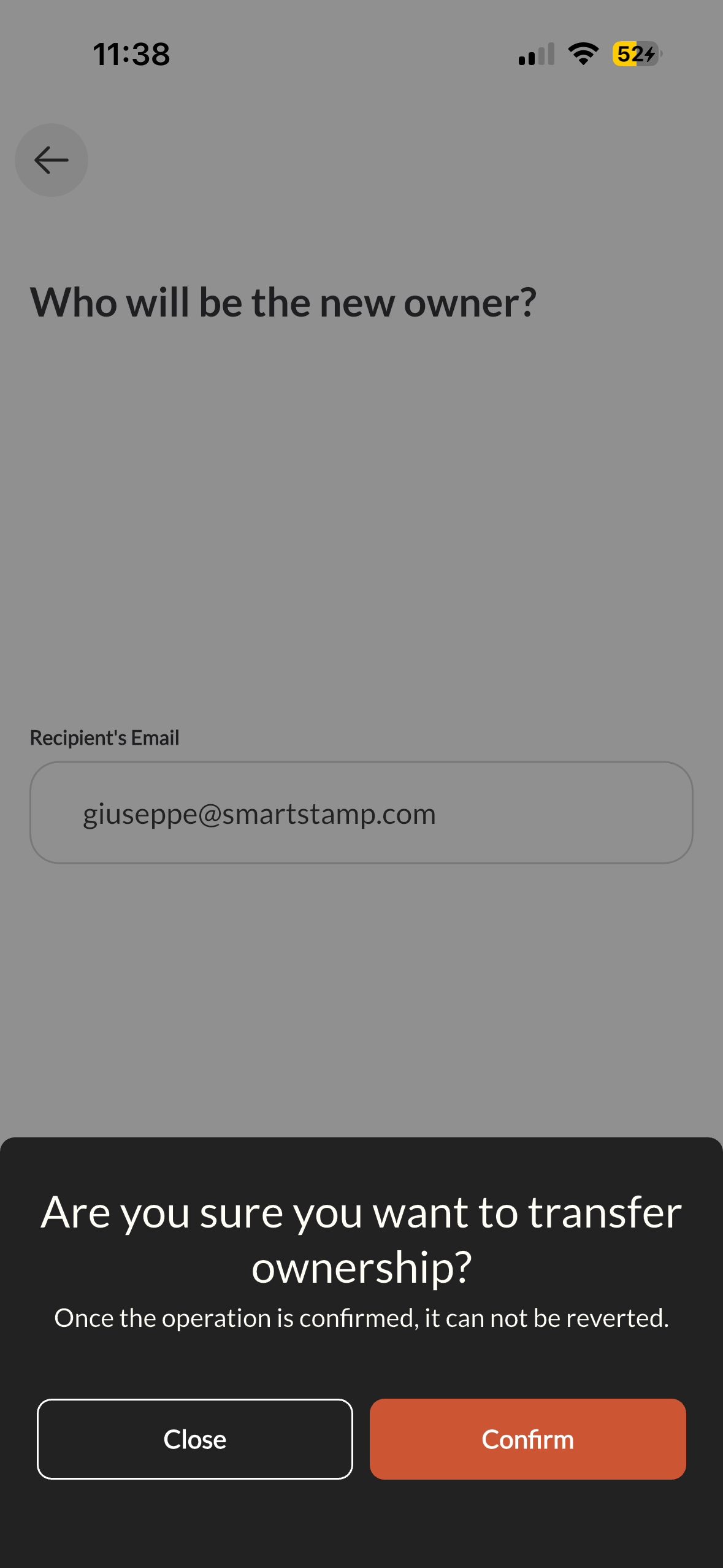Transferring ownership of an artwork