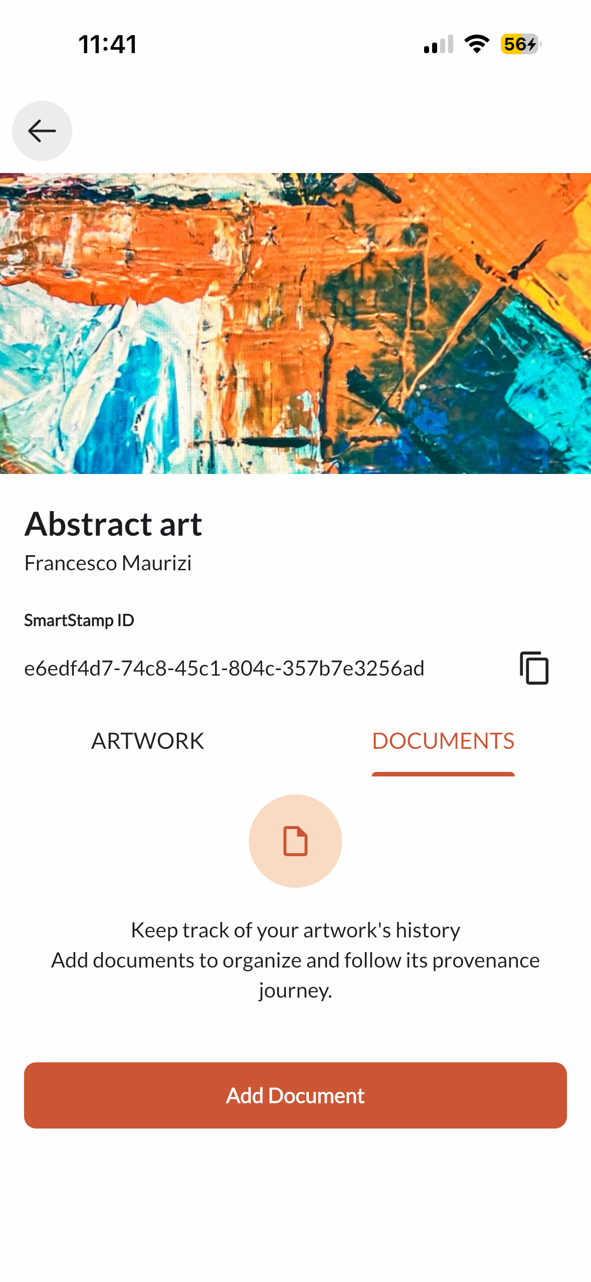 Document storage for an artwork