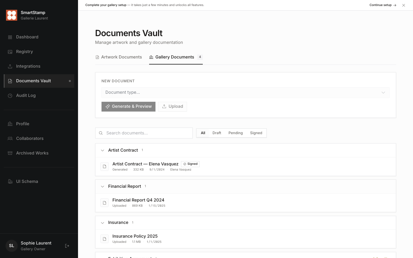Gallery documents