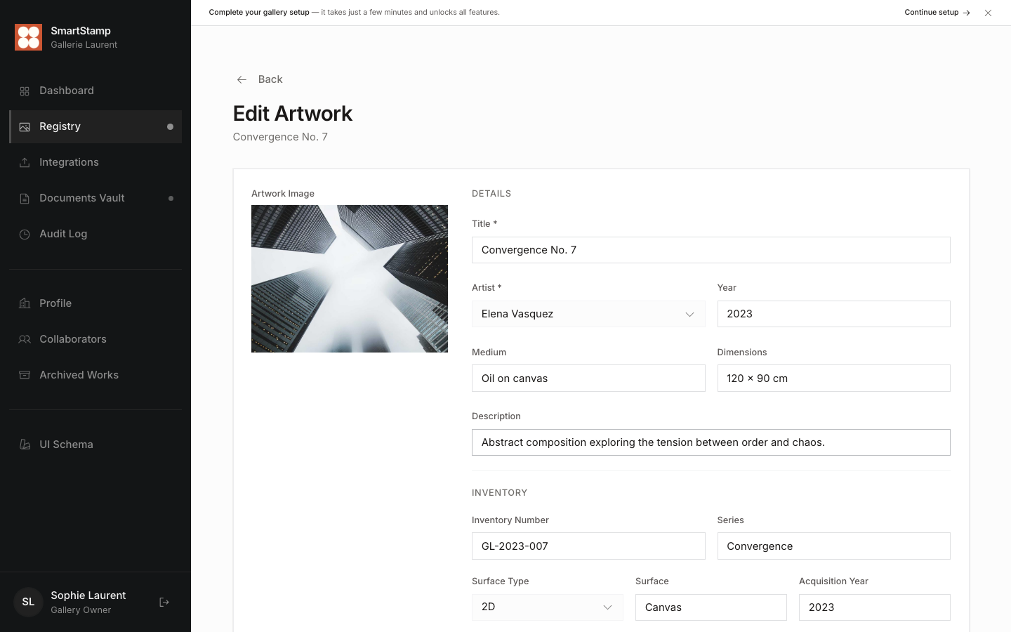 Edit artwork form